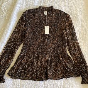 Smocked leopard blouse
